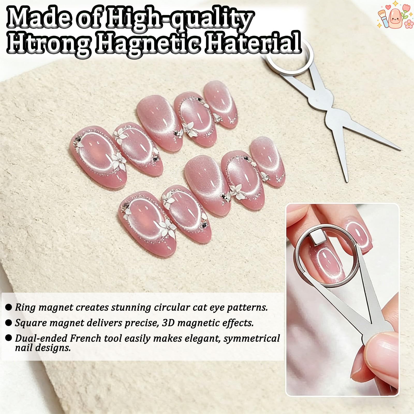 PMDYBY ring magnet on nail creating bold hollow cat-eye highlight