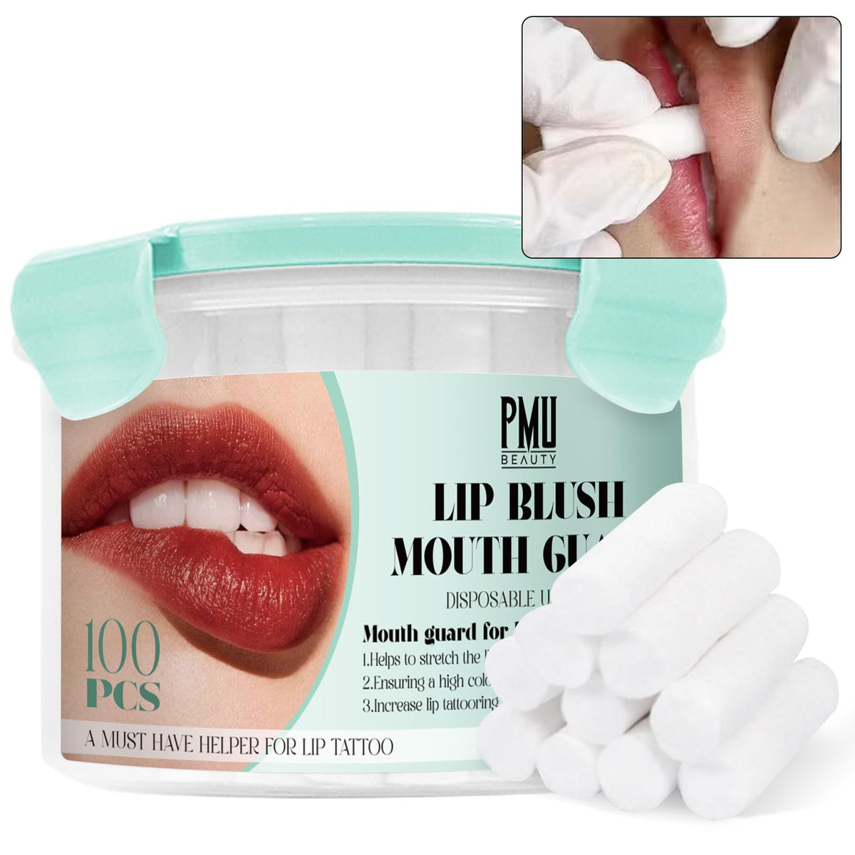 PMUBEAUTY front packaging showing sealed pot and 100 sticks for organized storage