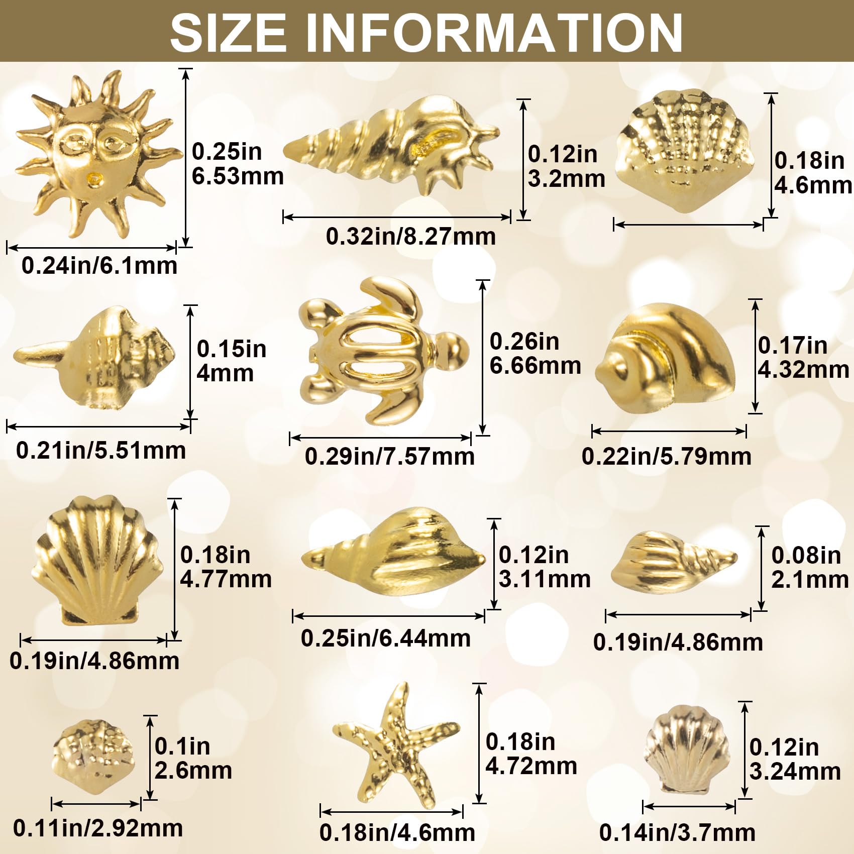 Pndeyo close-up of shell and starfish charm details showing precision and shine