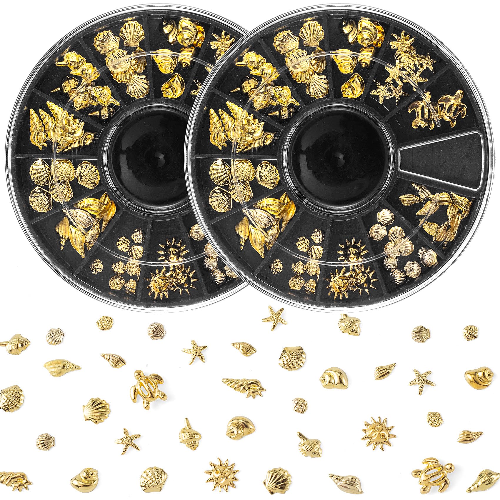 Pndeyo front view of two ocean charm discs showing full set and packaging benefit easy storage
