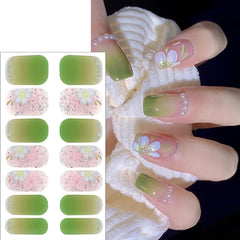 PODUOJIEYI size comparison on nails showing full-wrap fit advantage