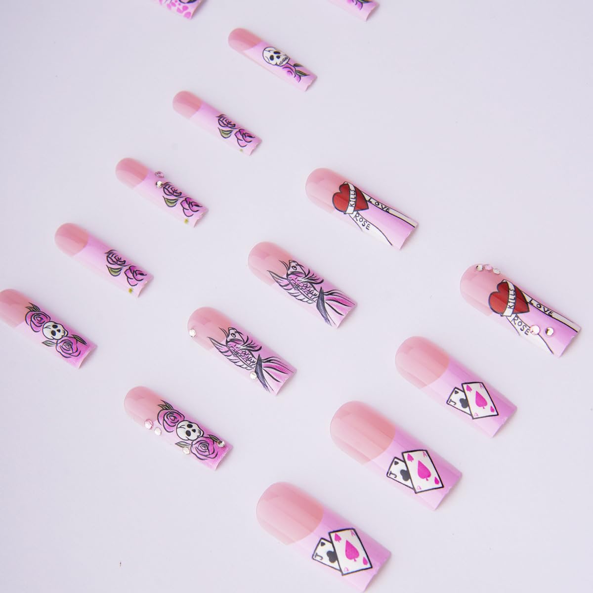 PODUOJIEYI nails on a hand demonstrating length and instant manicure benefit