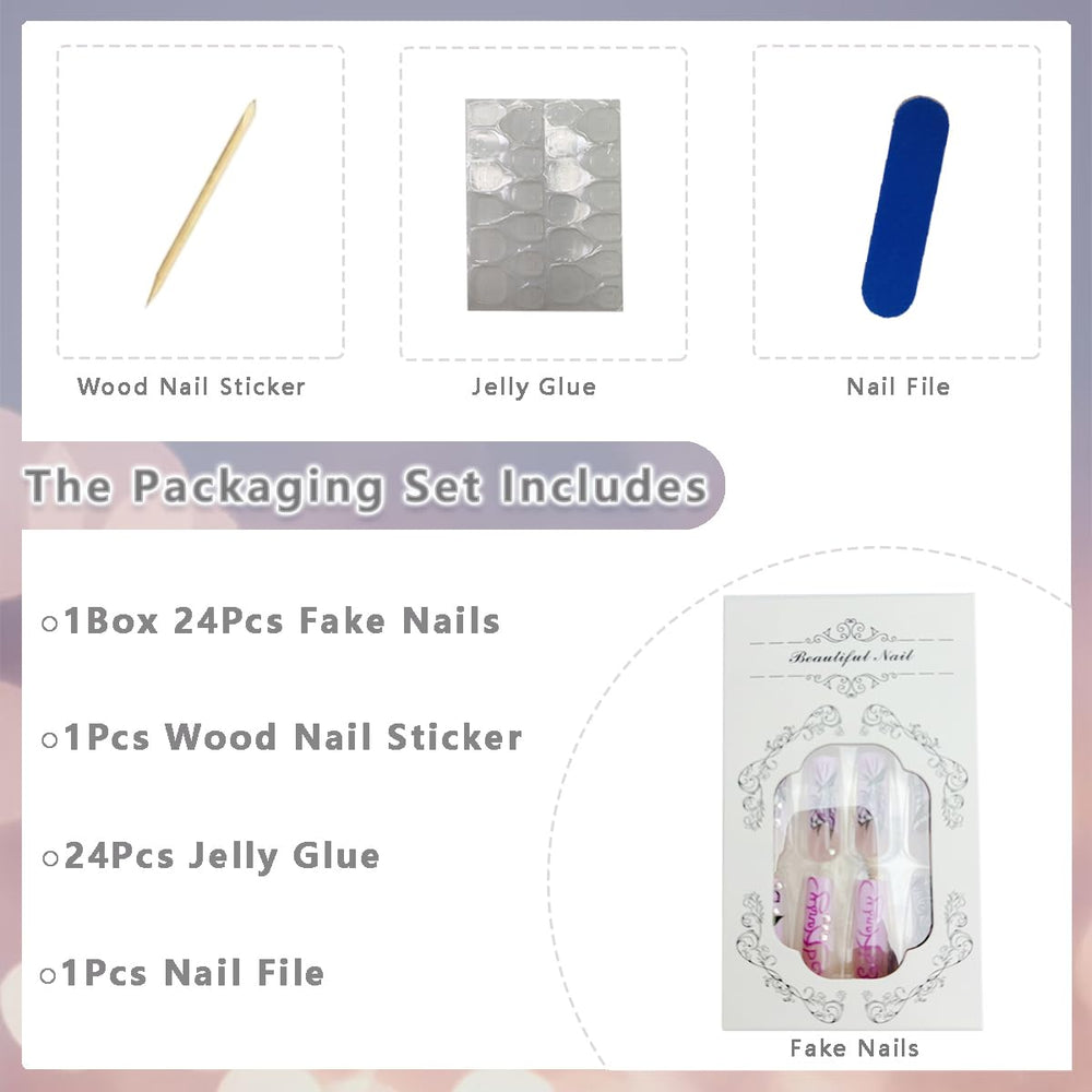 PODUOJIEYI kit contents with jelly glue stickers and mini file for easy application