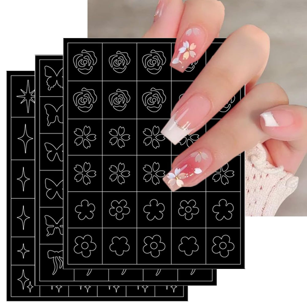 PODUOJIEYI several decal sheets spread out to show available hearts, stars, butterflies