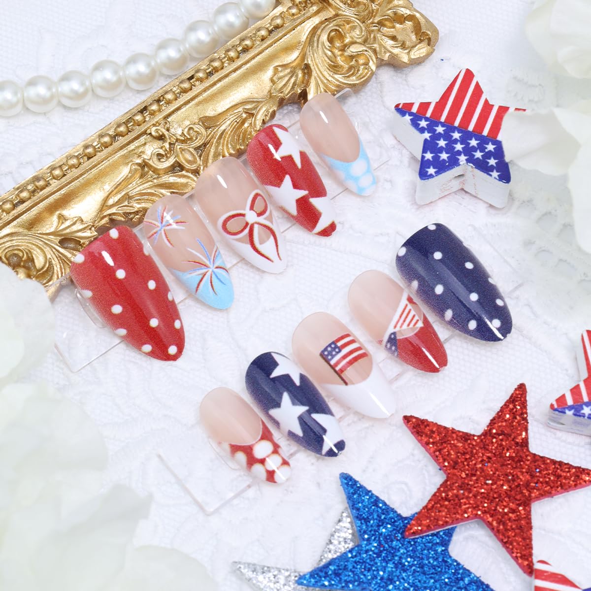 PODUOJIEYI star and flag pattern details, vibrant colors for festive looks