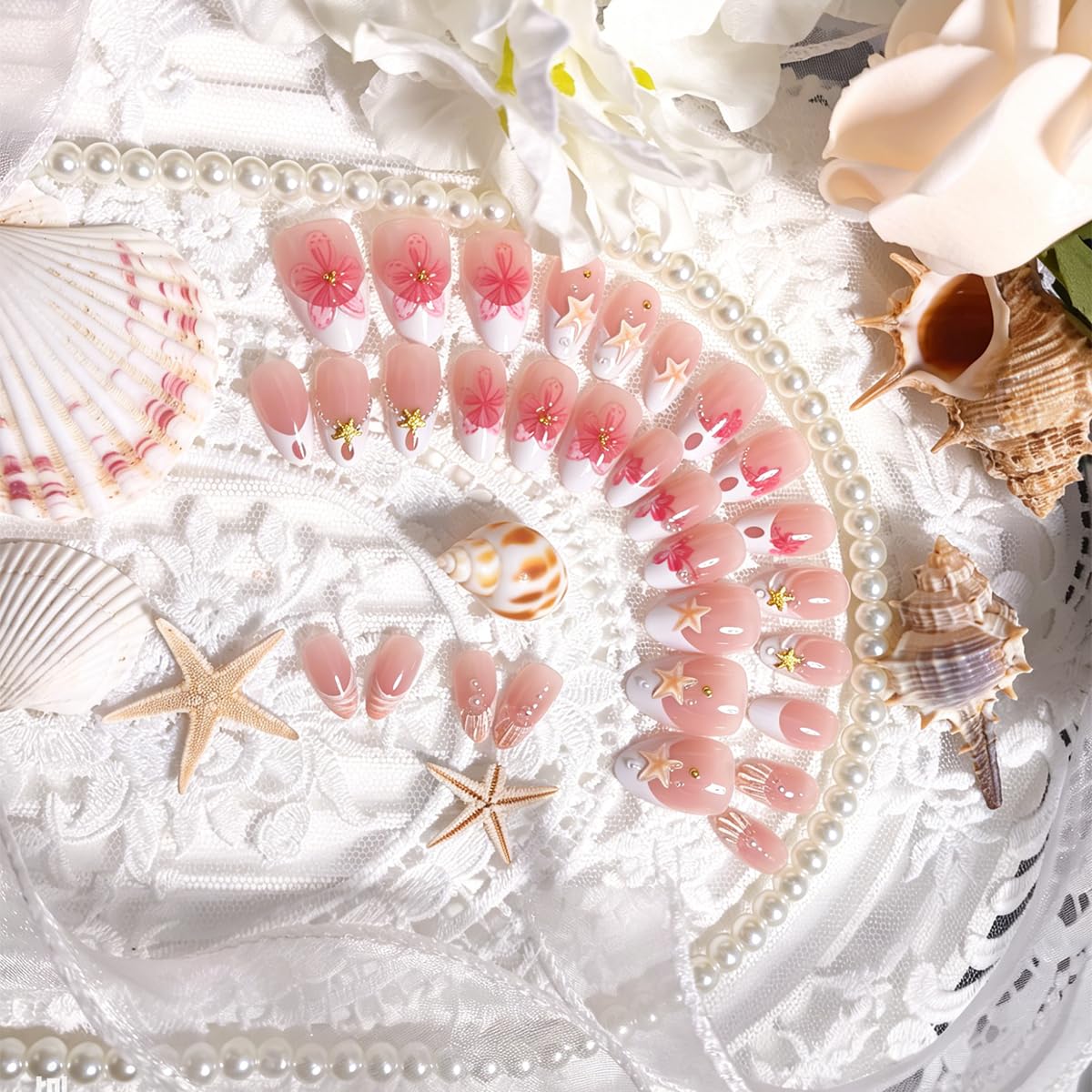 PODUOJIEYI pearl and starfish embellishment showcasing summer-themed accents