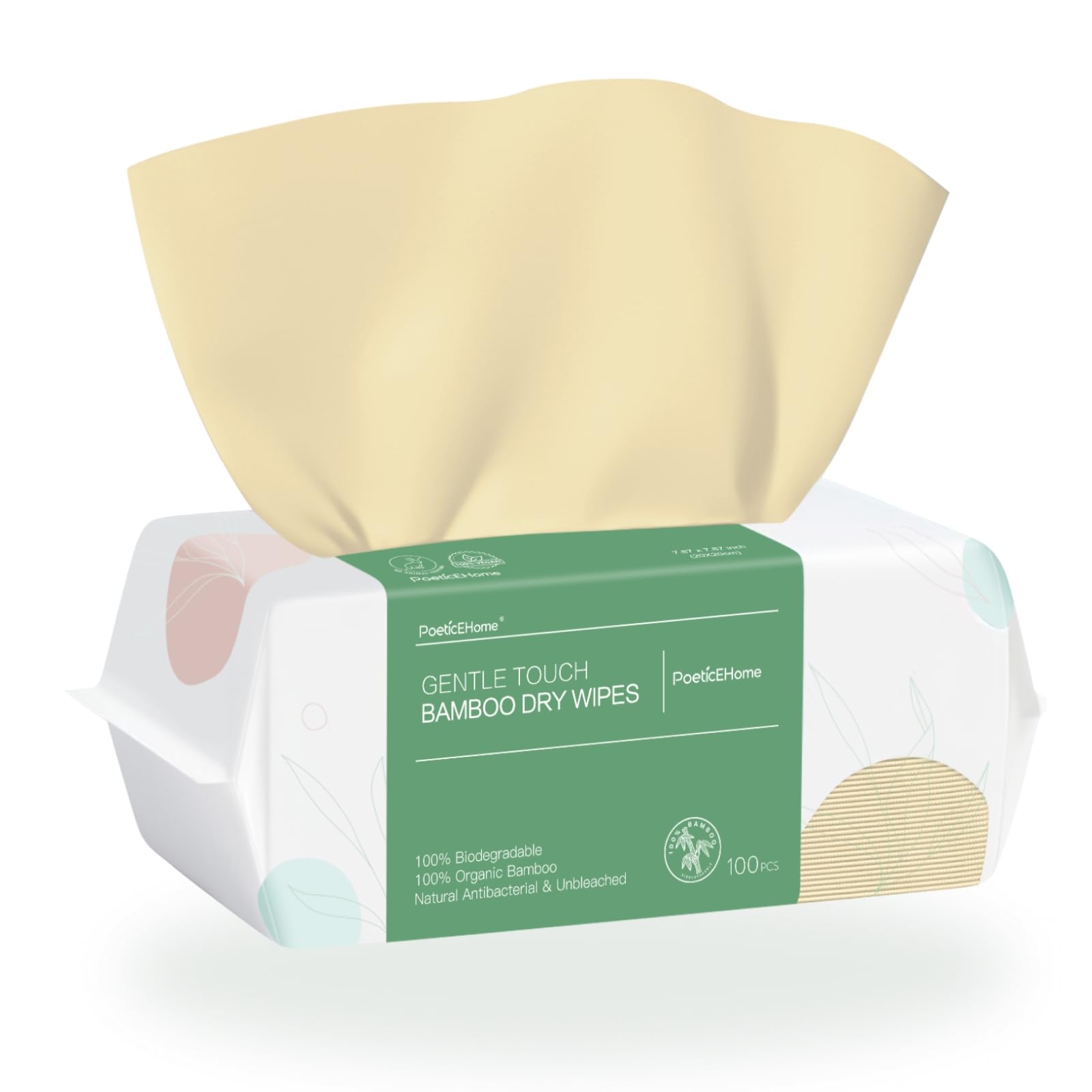 PoeticEHome front packaging showing disposable face towels and brand benefits