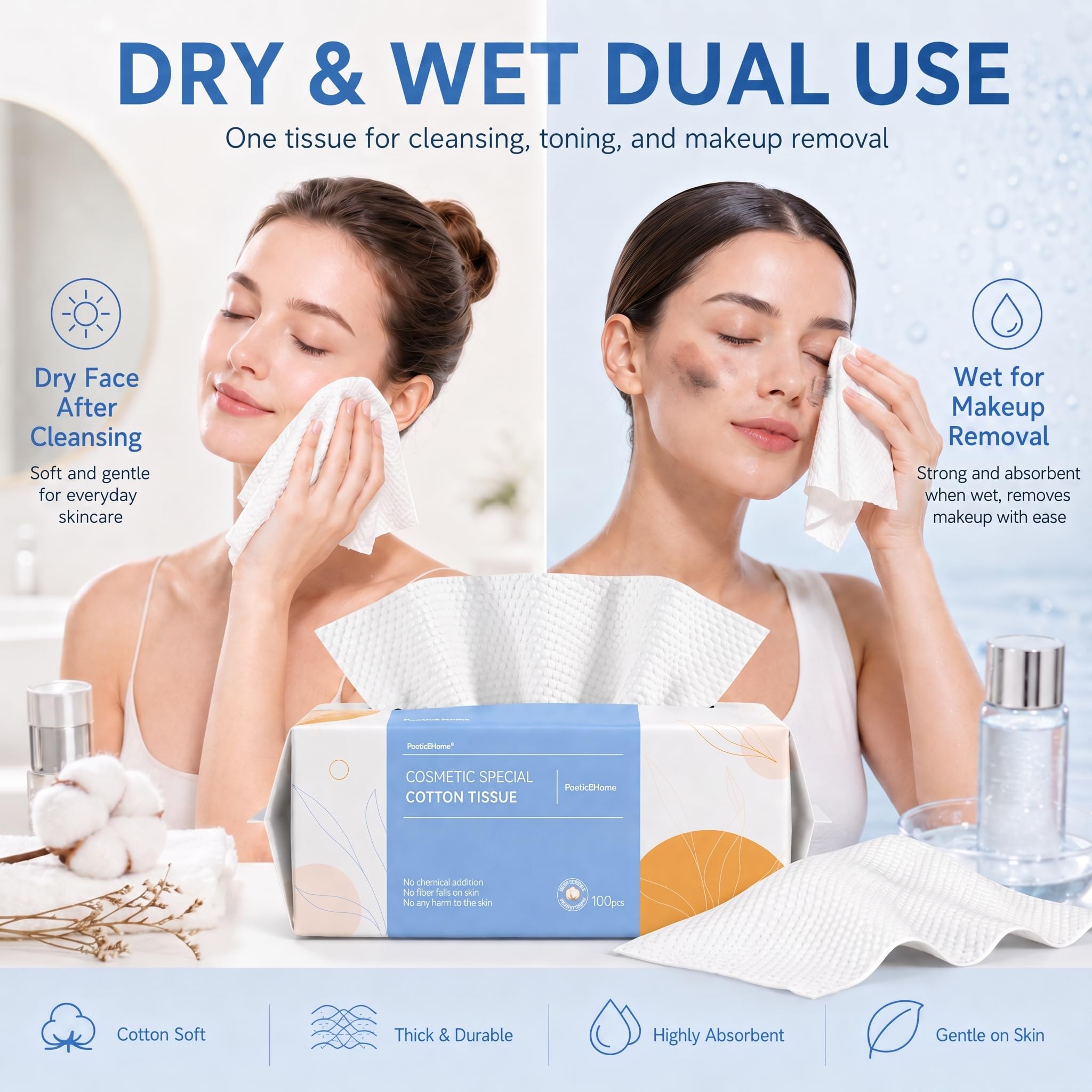 PoeticEHome removing makeup to show lint-free gentle cleansing benefit