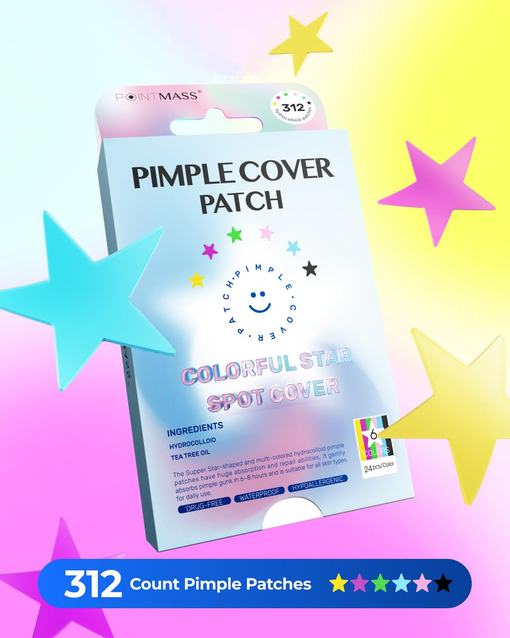 POINTMASS individually wrapped sticker packet highlighting travel-ready convenience