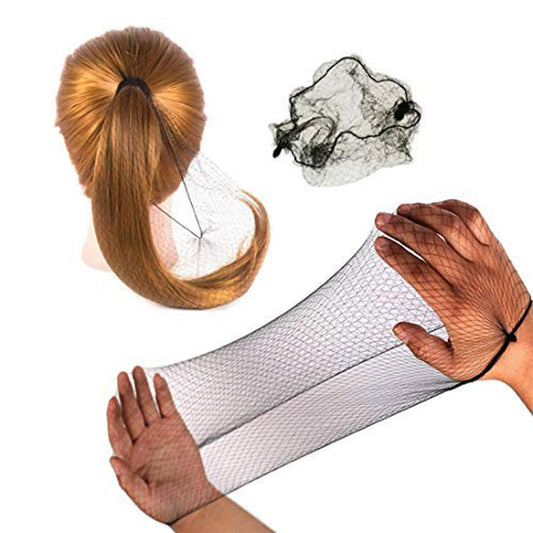 Polly Online front packaging showing 50 black hair nets and bulk value