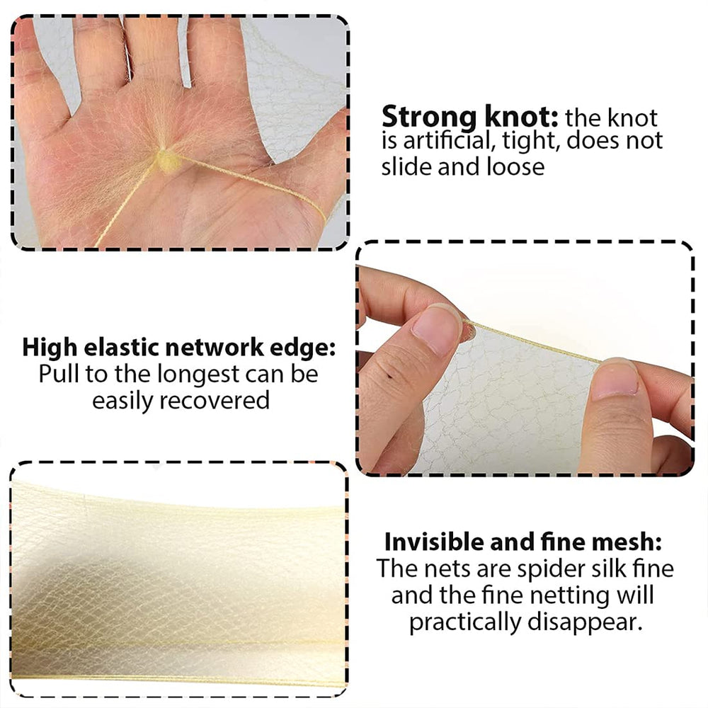 Polly Online hair net stretched on hand demonstrating 20 inch fit