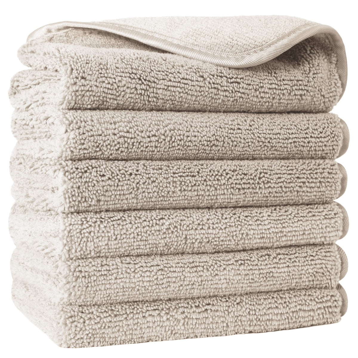 POLYTE front packaging showing six beige washcloths and set benefit