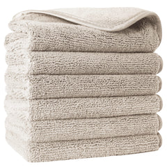 POLYTE front packaging showing six beige washcloths and set benefit