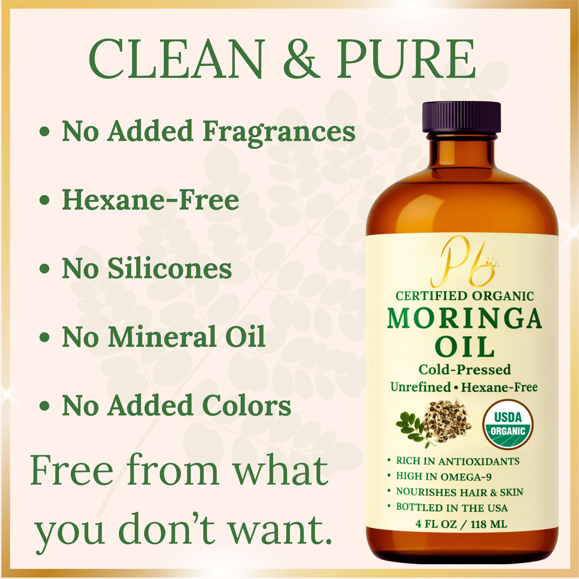 Pomberries moringa oil applied to face for smoother, moisturized skin