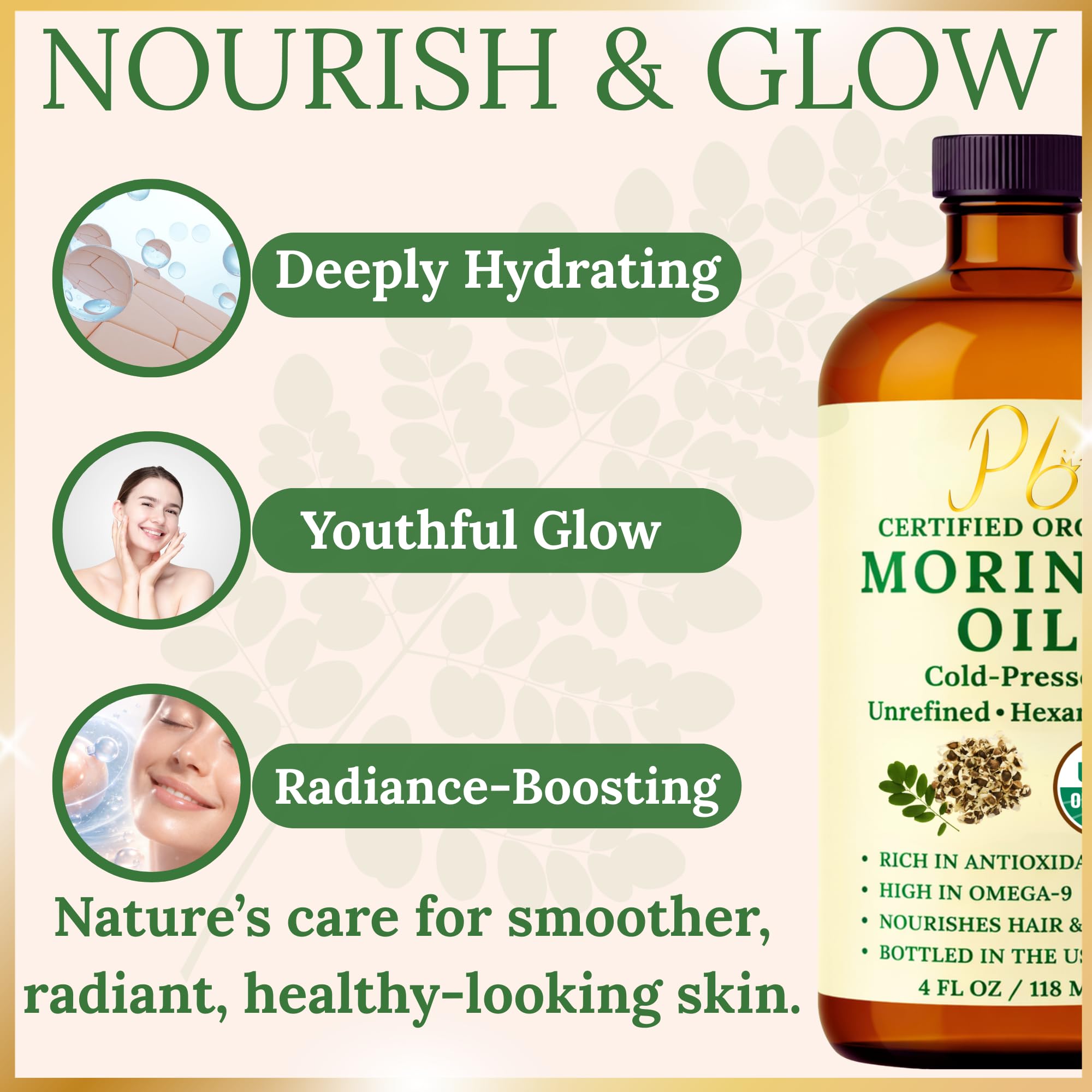 Pomberries moringa oil on hair ends to reduce frizz and add shine