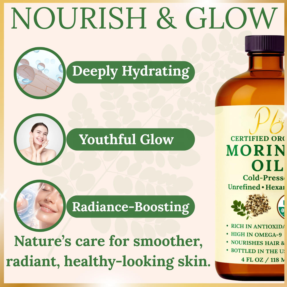 Pomberries moringa oil on hair ends to reduce frizz and add shine