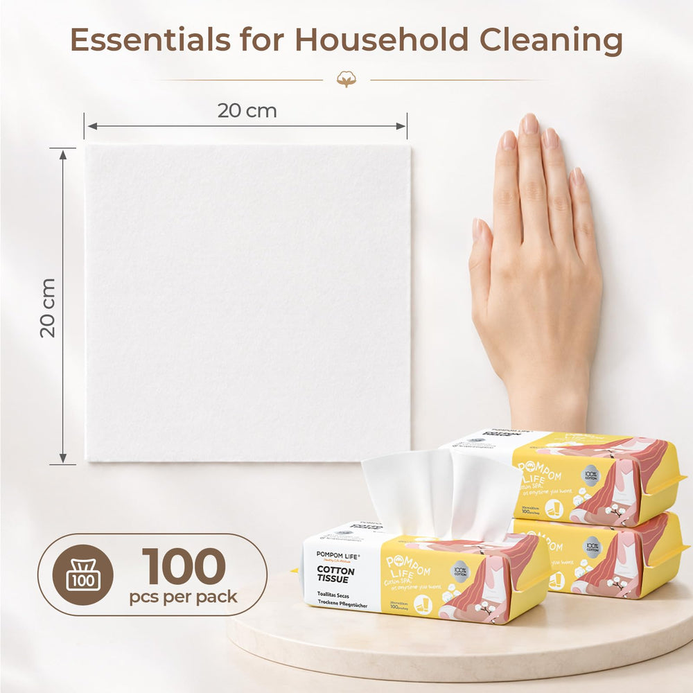 POMPOM LIFE used for baby care showing gentle, hypoallergenic cleaning