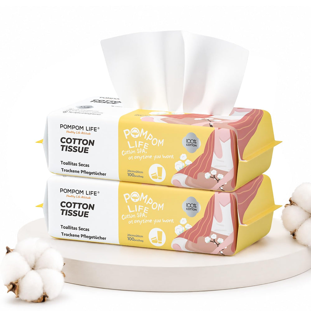 POMPOM LIFE front packaging showing 200-count and size benefit