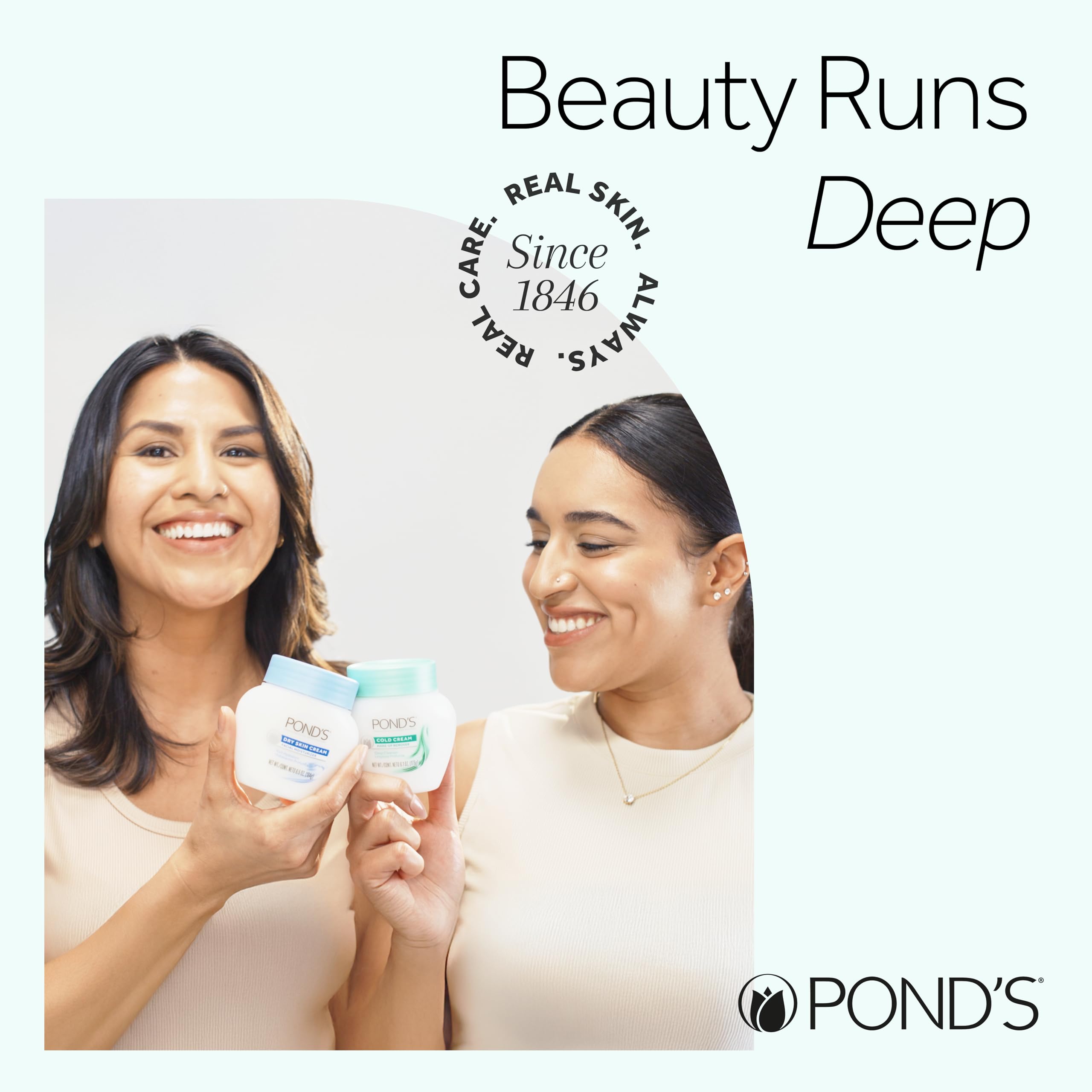 POND'S jar on bathroom shelf indicating everyday routine convenience