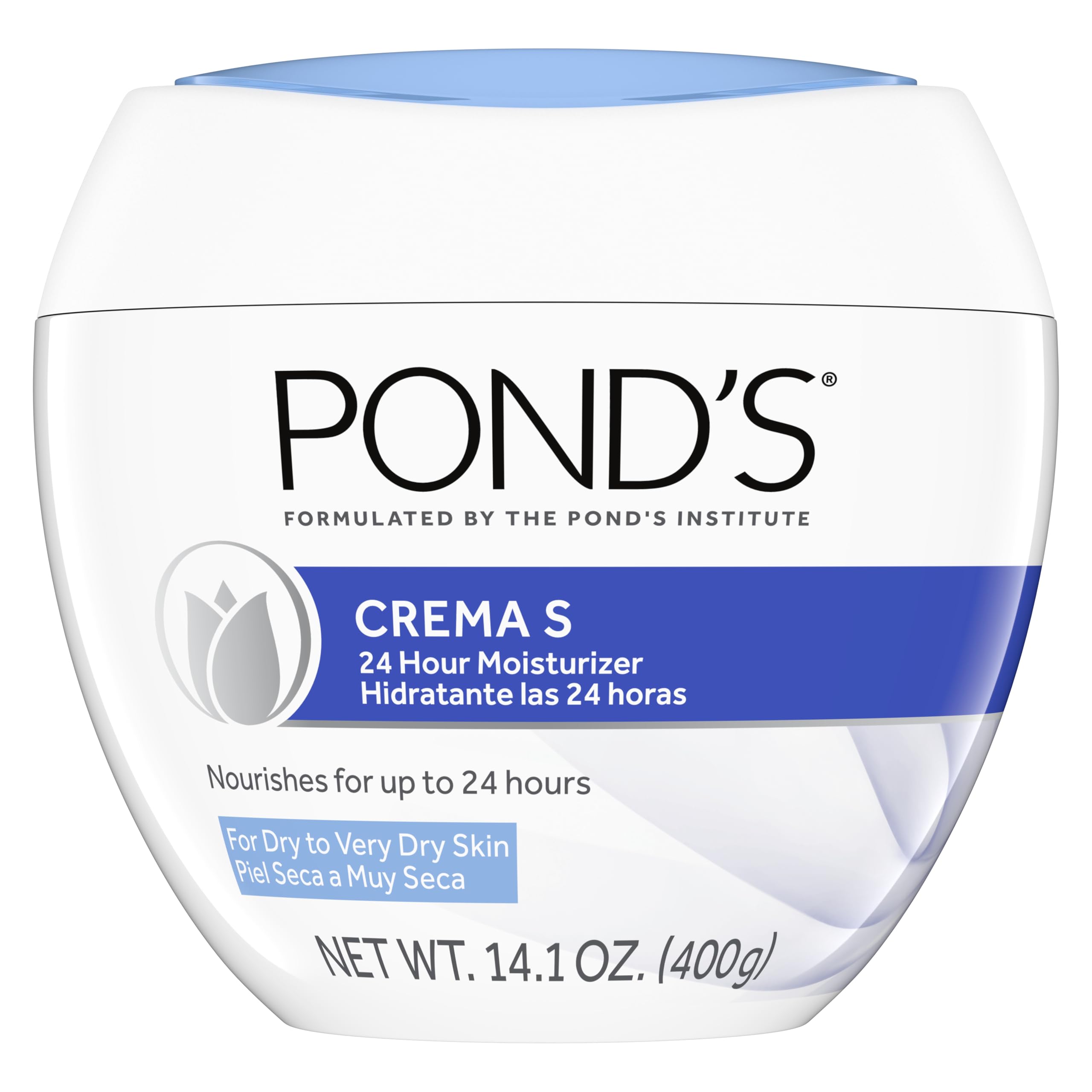 POND'S jar front view showing 14.1 oz hydration for dry skin