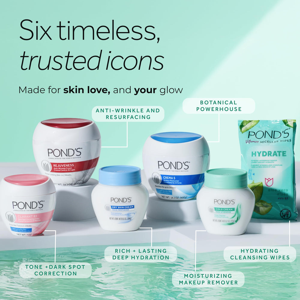 POND'S ivory jar on neutral background highlighting gentle formula