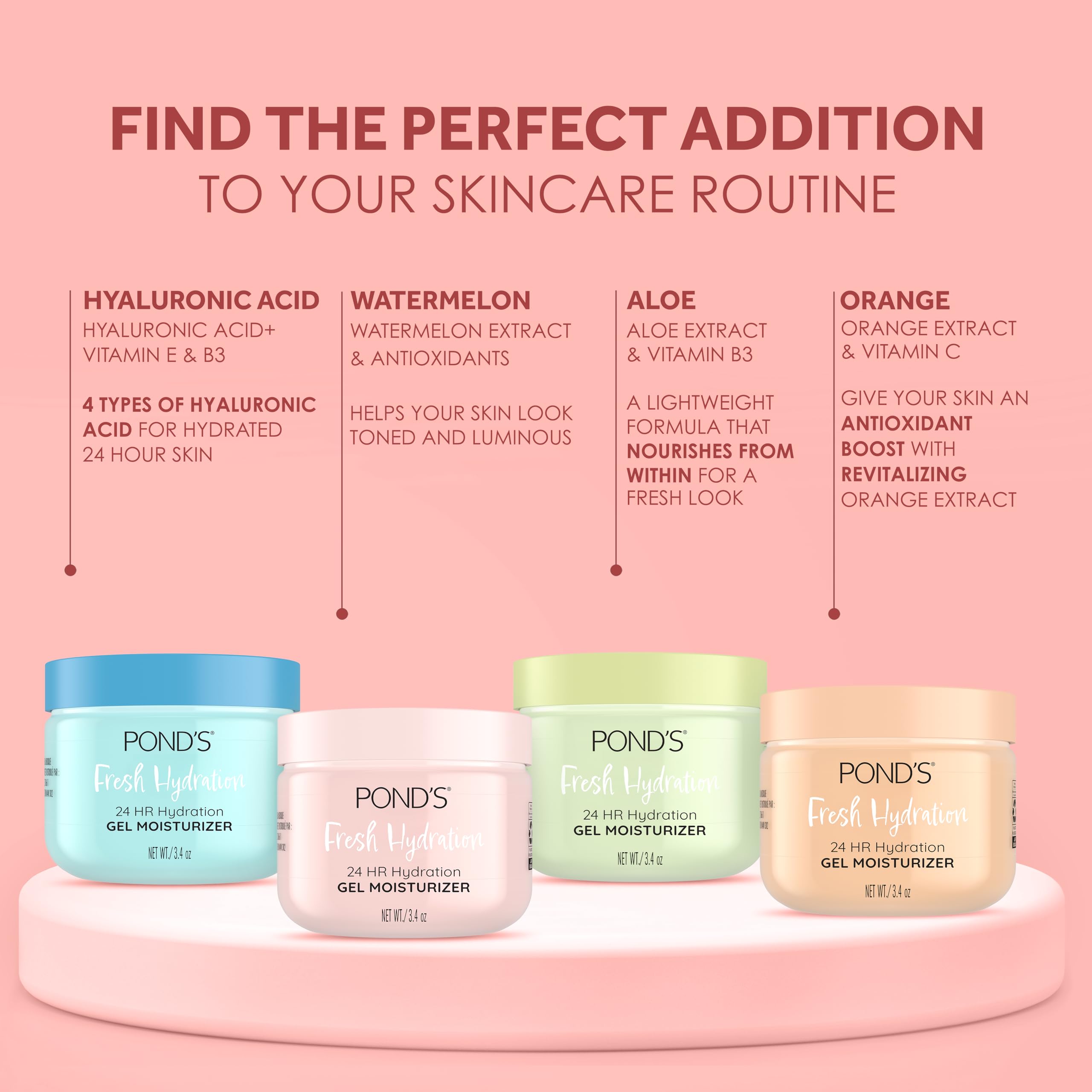 POND’S gel watermelon extract ingredient shot conveying refreshing antioxidant boost