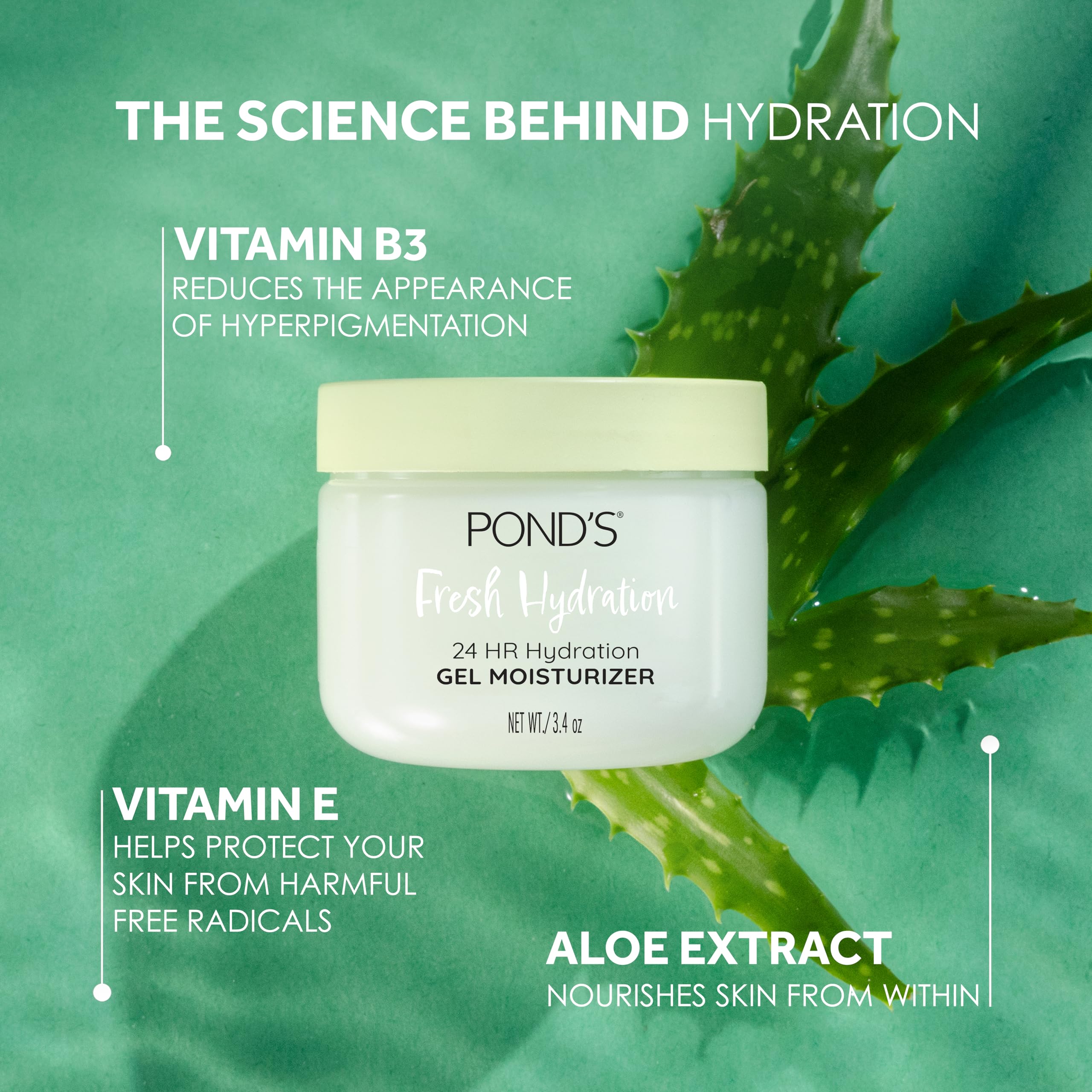 POND’S open jar texture close-up, showing cooling gel for fast absorption