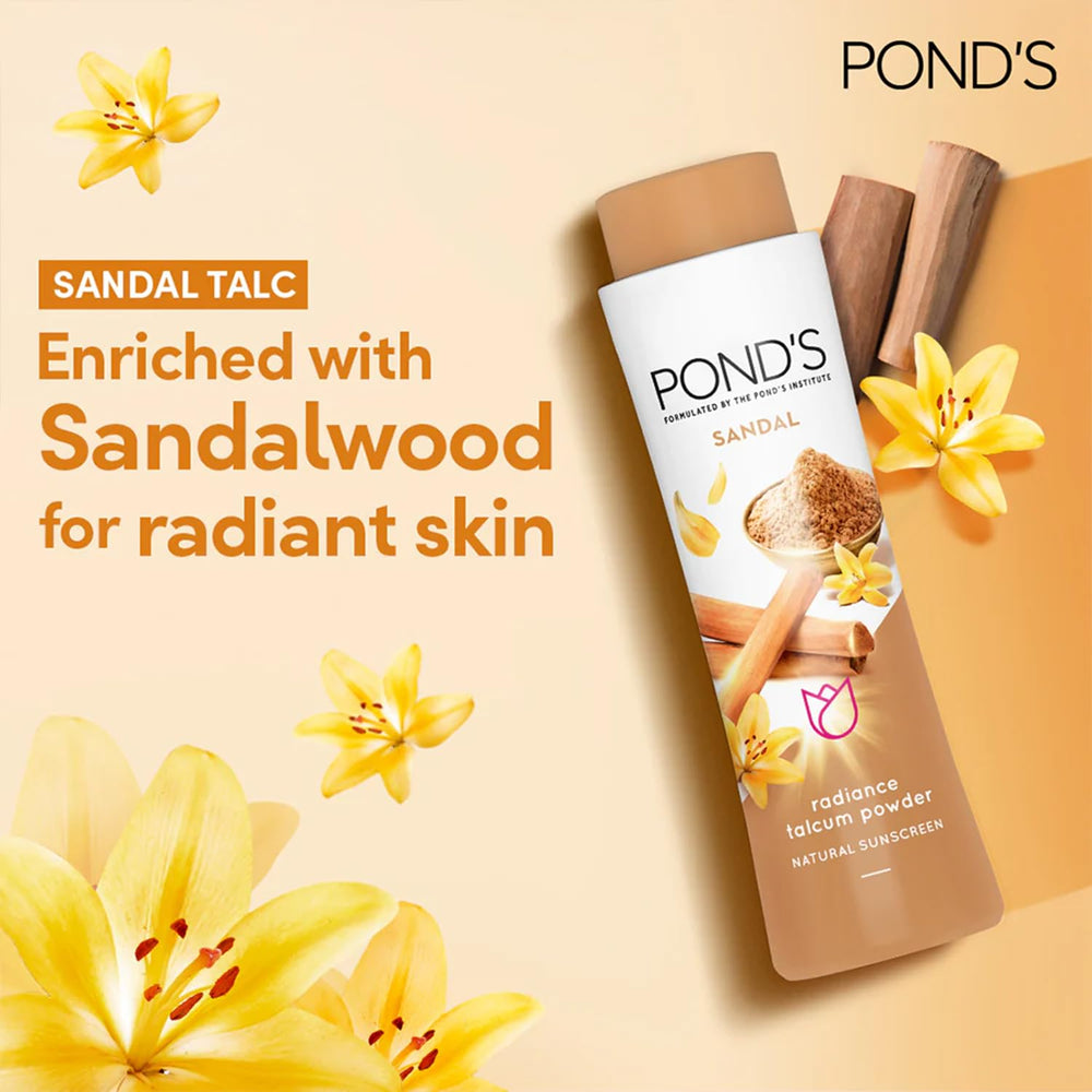 Pond's sandal talc on dressing table adding fragrance and freshness