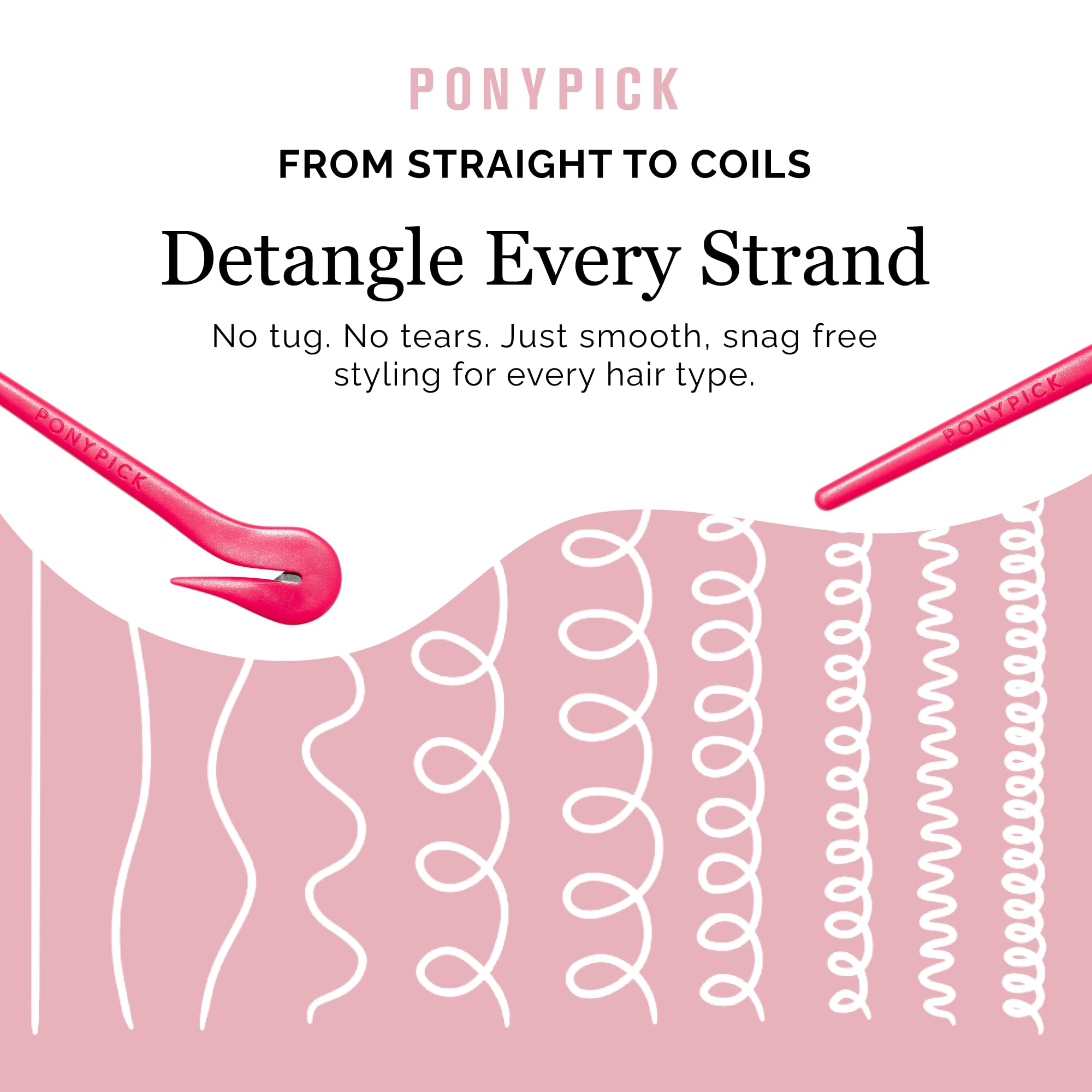 Pony Pick removing elastic from child's hair, gentle painless removal benefit