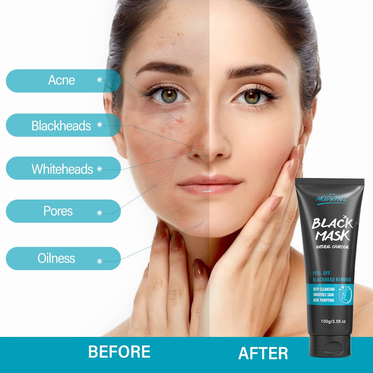 POP MODERN.C peel being removed to reveal cleaner-looking skin