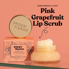 Poppy & Pout group shot with multiple balms showing flavor variety and gift-ready look