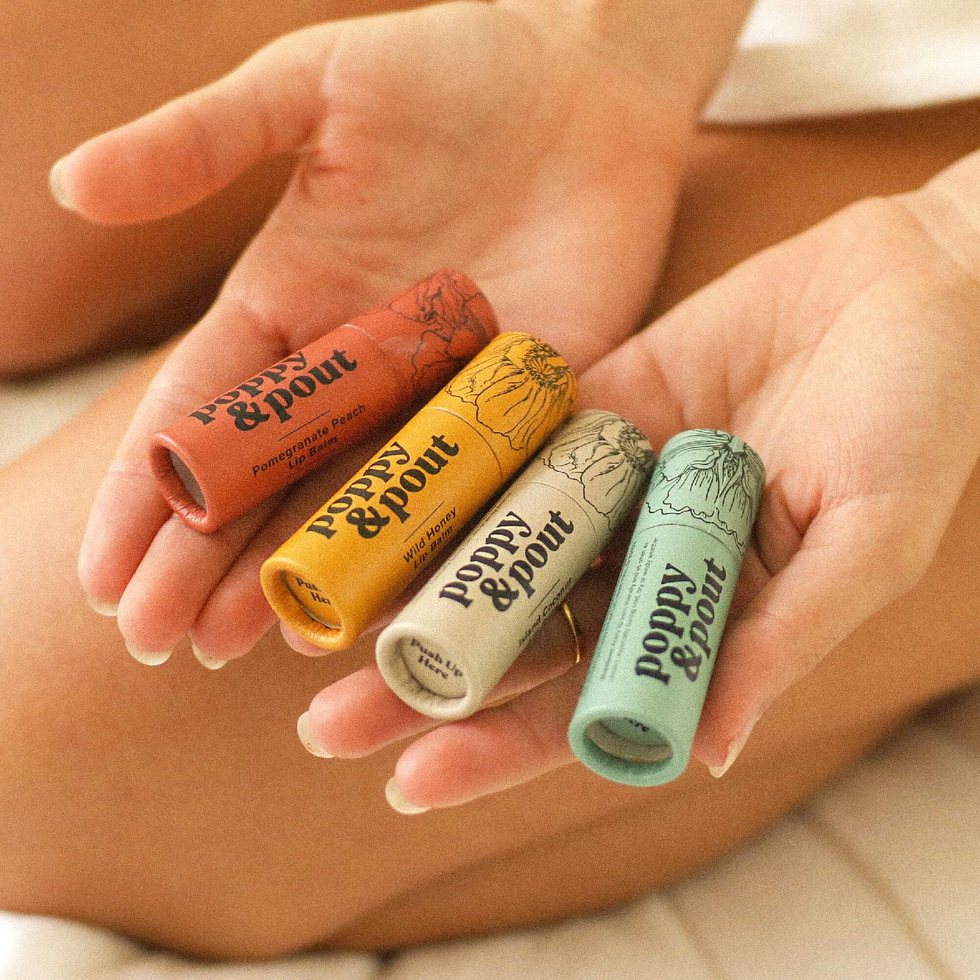 Poppy & Pout label close-up showing ingredient transparency benefit