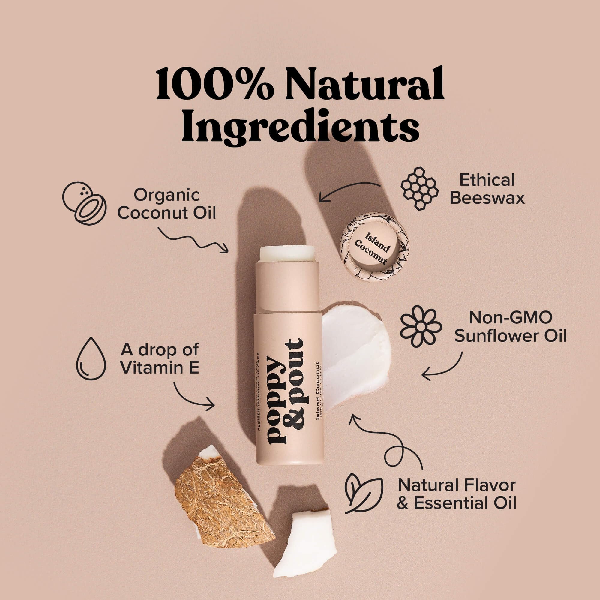 Poppy & Pout open tube showing smooth balm texture for easy application