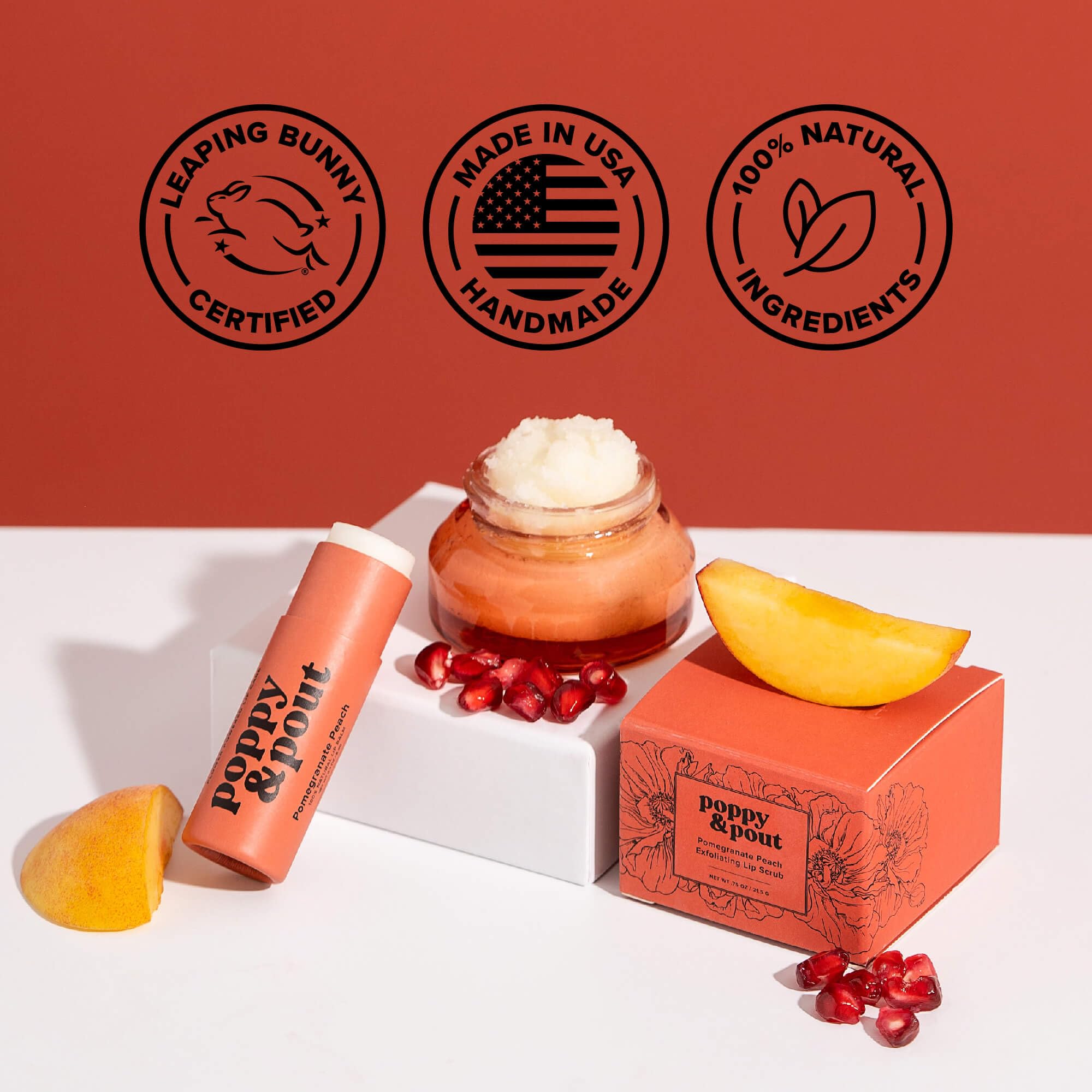 Poppy & Pout applied on lips close-up showing hydrated natural finish and subtle sheen