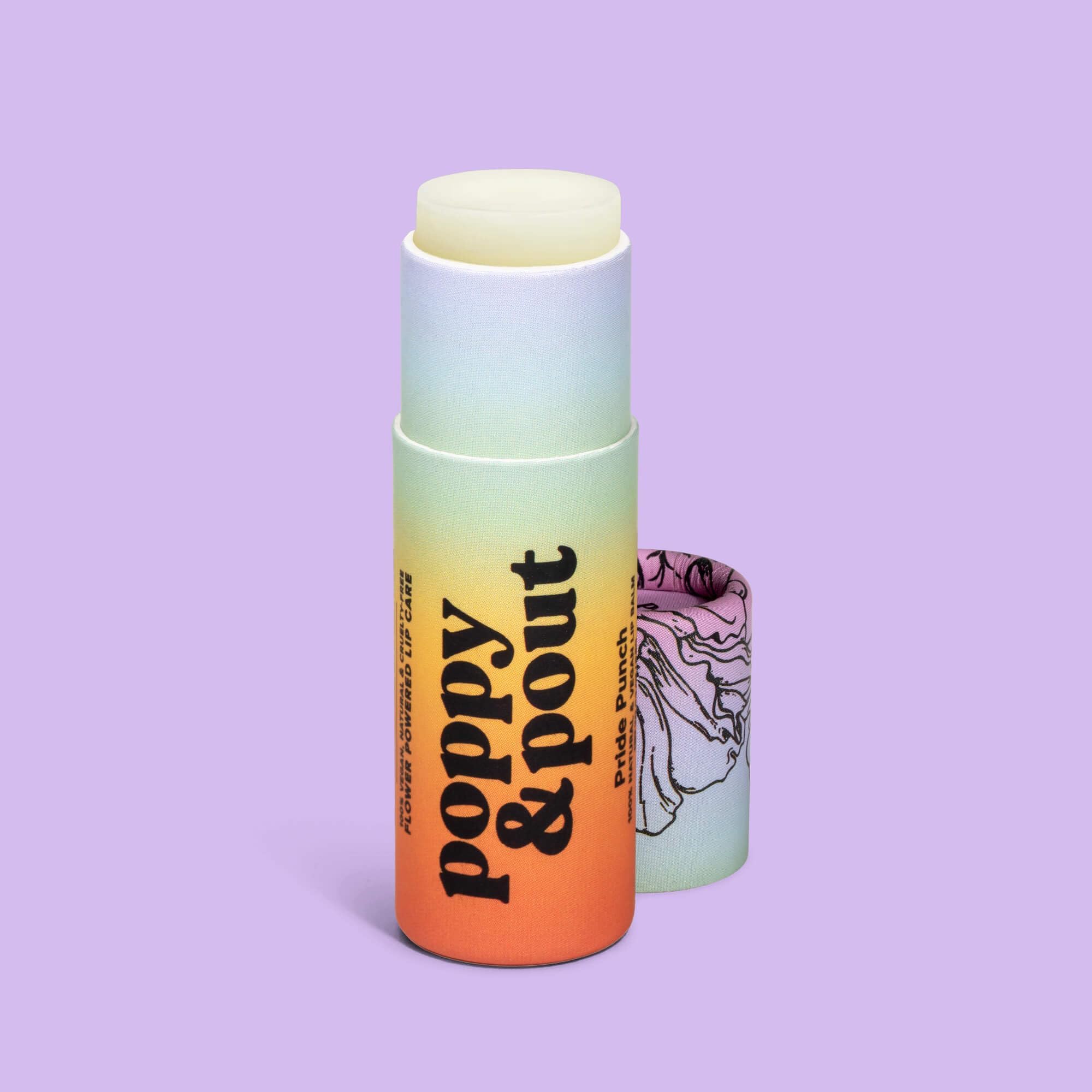Poppy & Pout applied to lips demonstrating glossy hydration and smooth feel