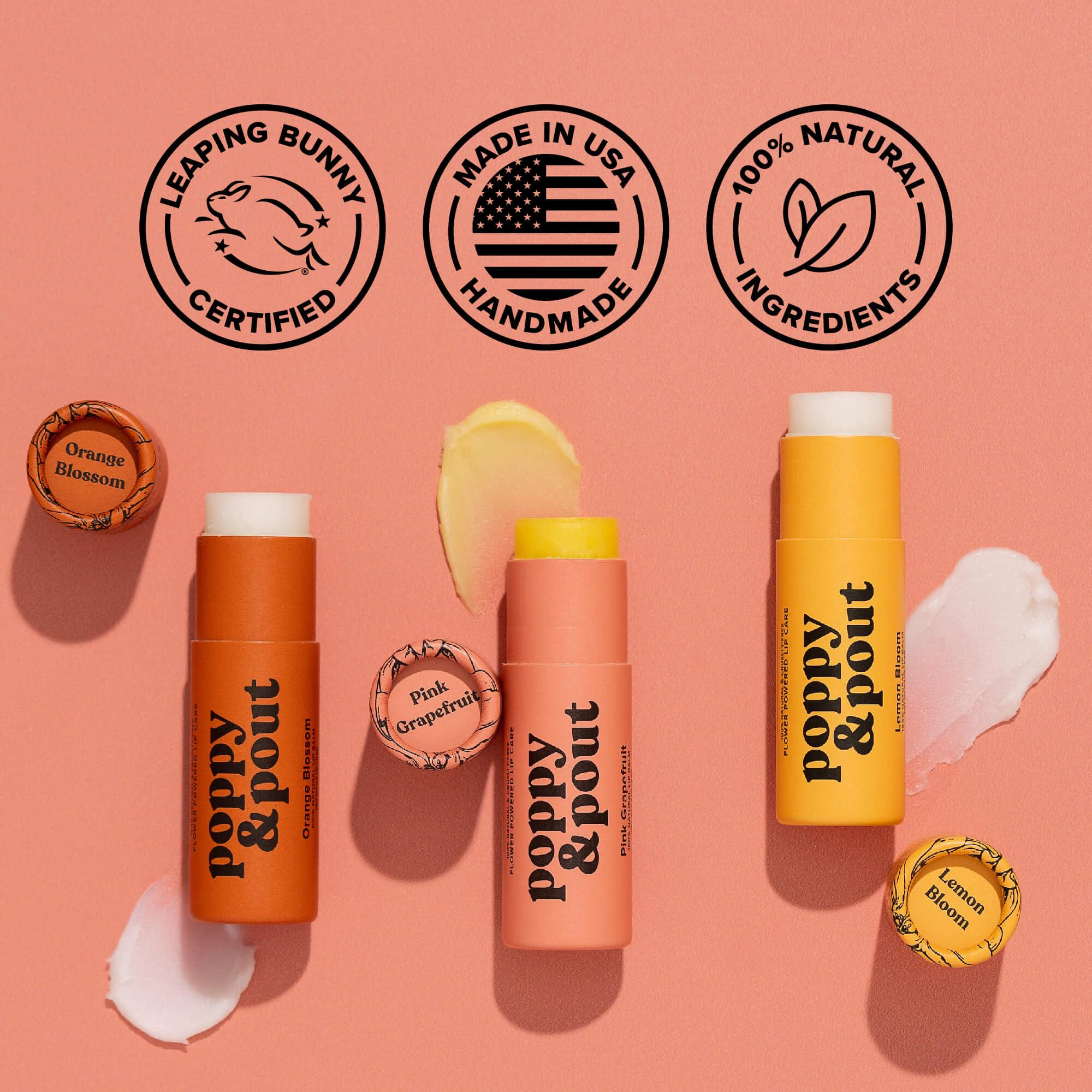 Poppy & Pout jumbo tube in hand illustrating larger size and better value