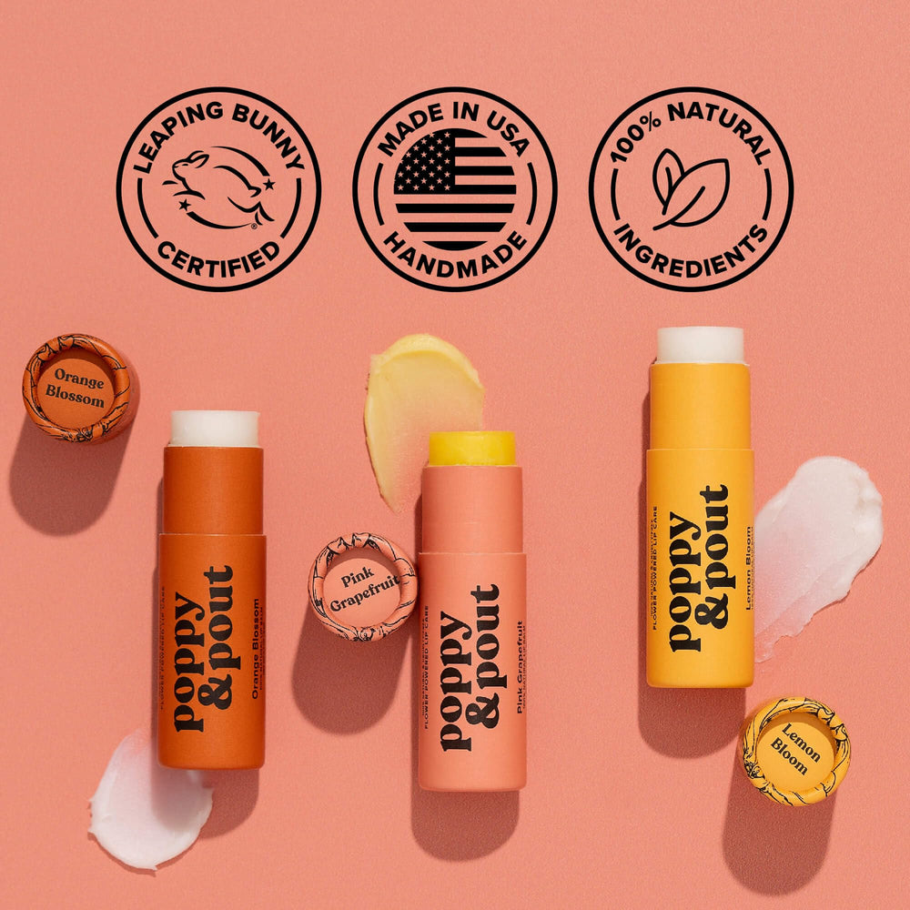 Poppy & Pout jumbo tube in hand illustrating larger size and better value