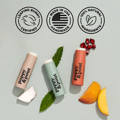 Poppy & Pout balm being applied to lips demonstrating smooth hydration