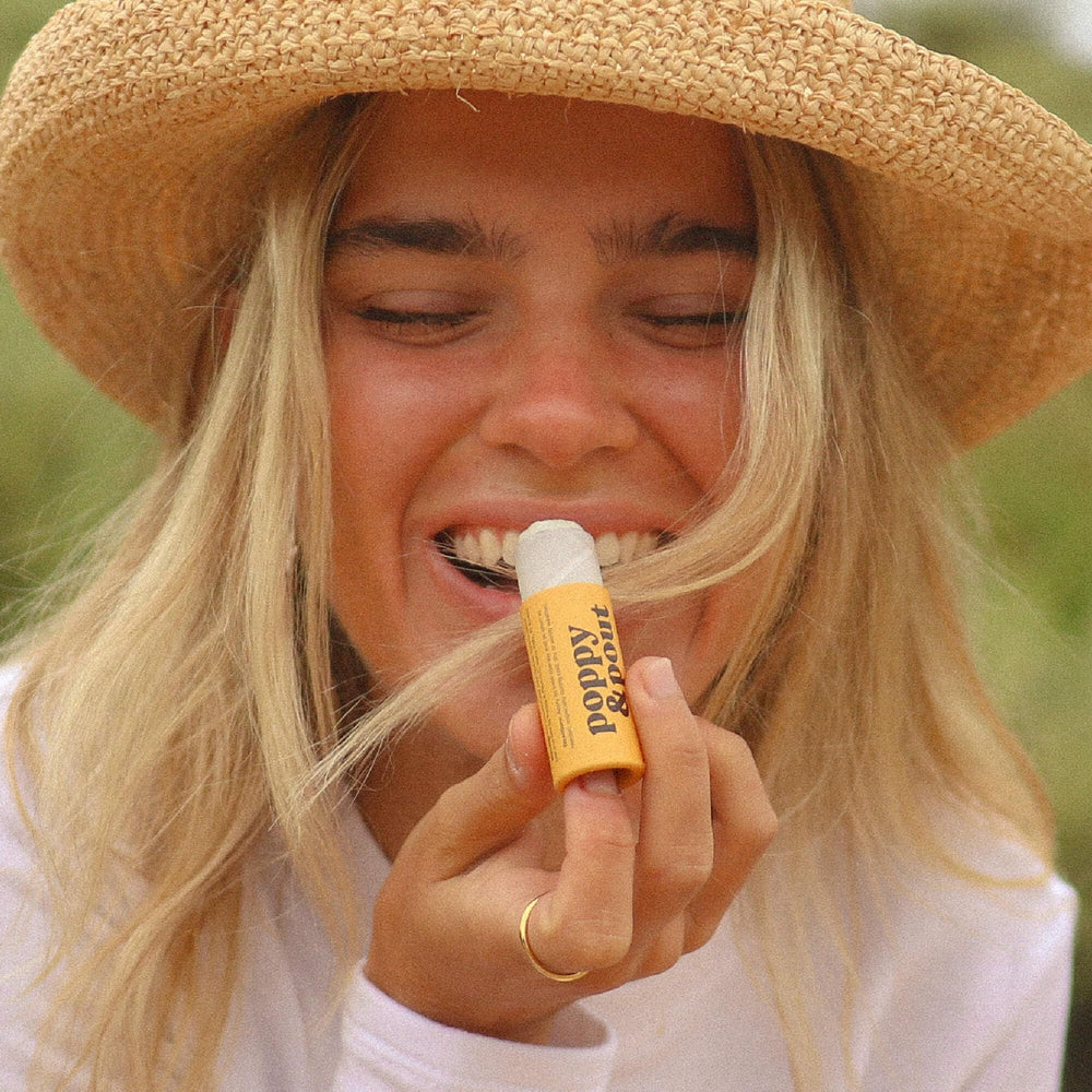 Poppy & Pout cardboard tube detail showing eco packaging and durable design
