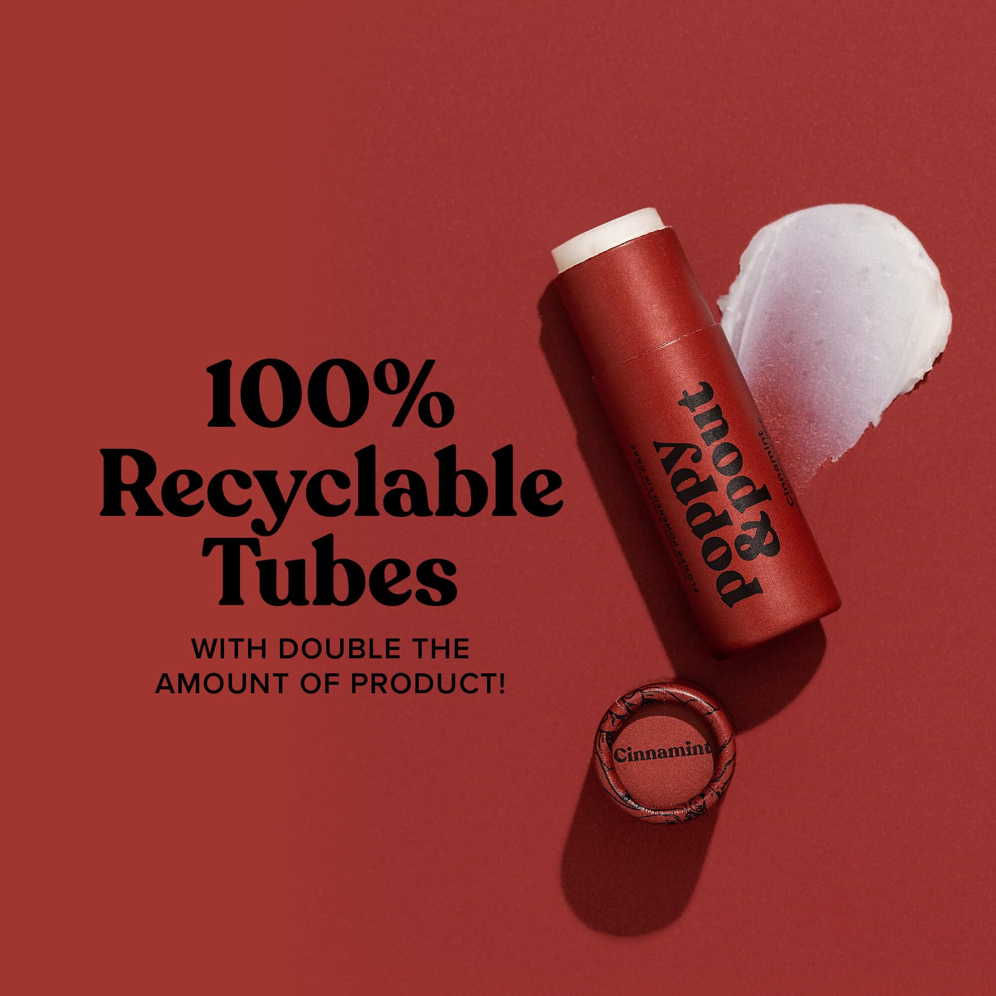 Poppy & Pout applying cinnamint balm on lips for soothing comfort benefit