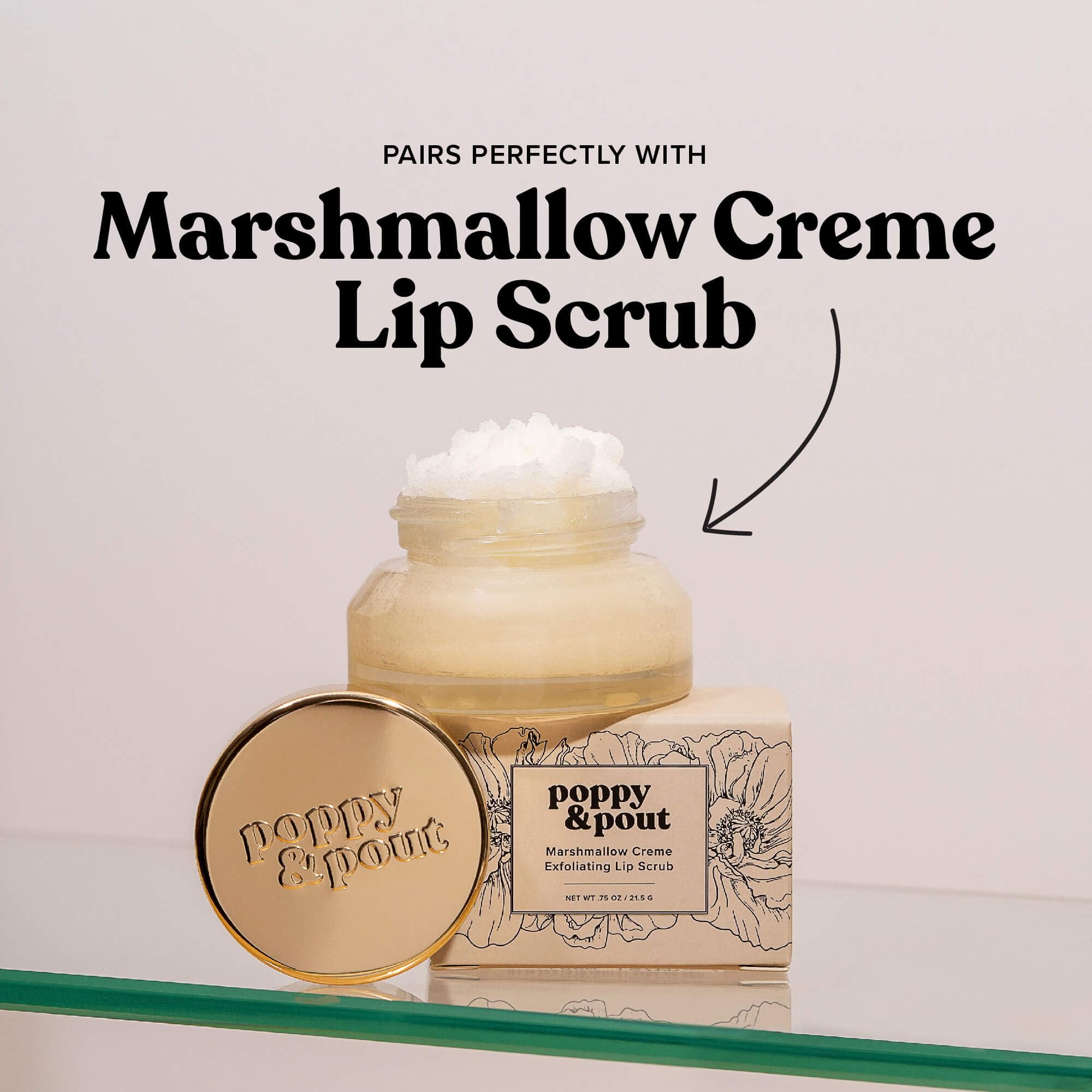 Poppy & Pout grouped with beeswax and coconut oil indicating natural moisturizing ingredients