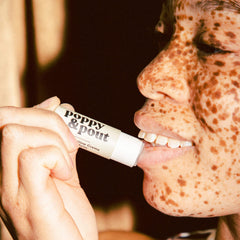 Poppy & Pout texture closeup showing smooth balm finish for long‑lasting hydration