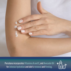 Porcelana ingredients label emphasizing vitamins A and E for antioxidant protection benefit