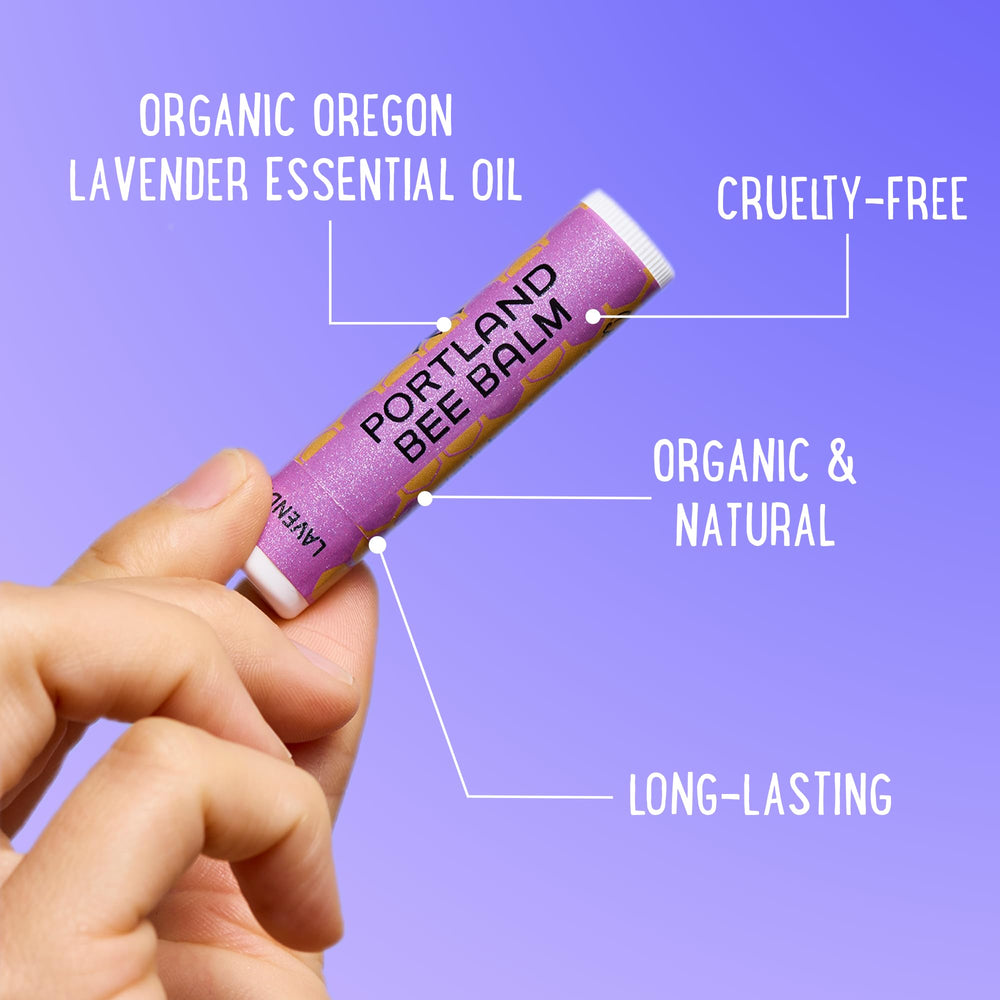 Portland Bee Balm in lavender field scene illustrating organic Oregon lavender aroma