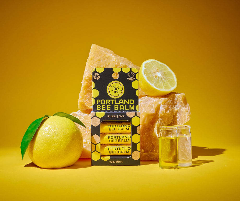 Portland Bee Balm yuzu essence bottle detail demonstrating natural citrus scent