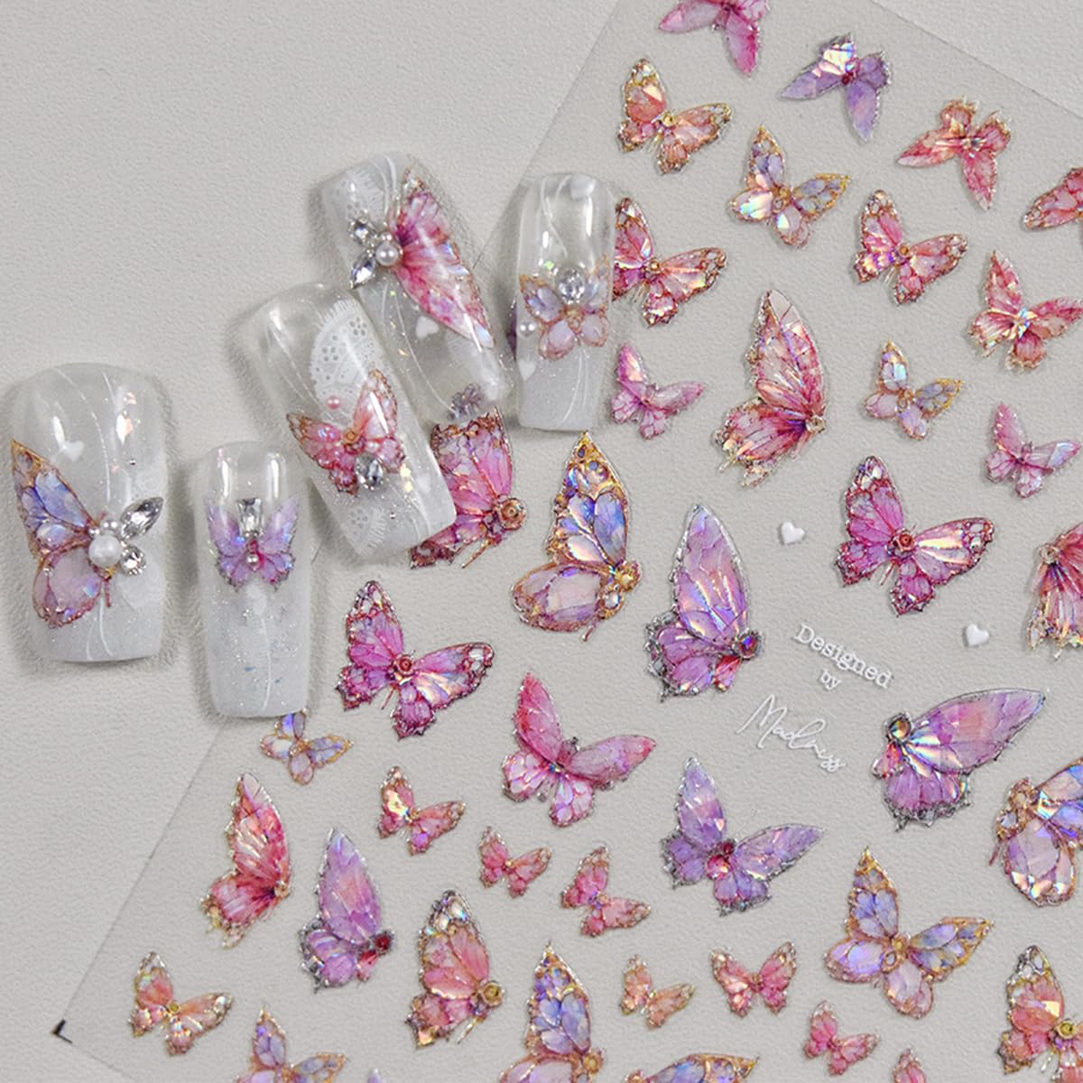 POWPOP decal applied on a natural nail showing instant textured manicure upgrade