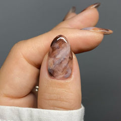 POWPOP front packaging showing gray marble nails and included tools for quick styling