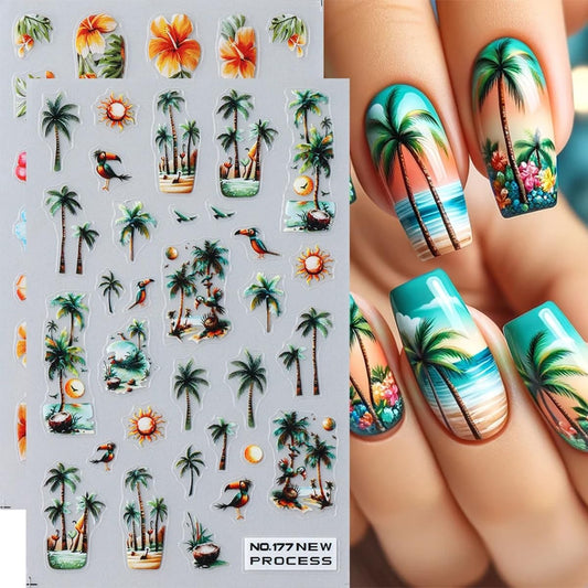 POWPOP front packaging showing two sheets of tropical nail decals for easy styling