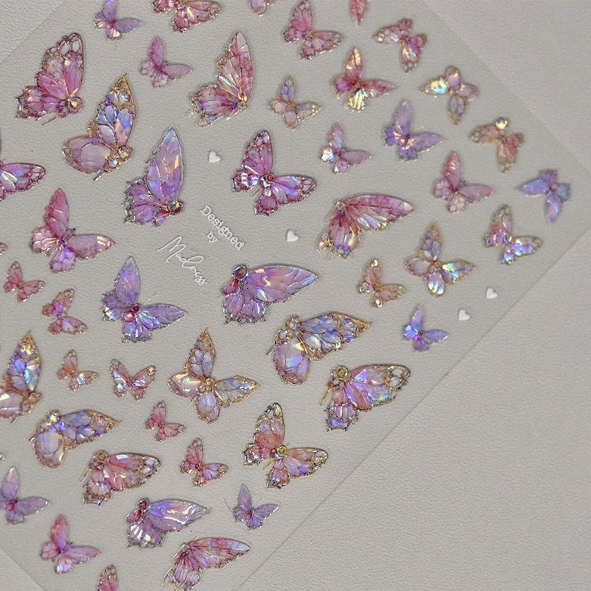 POWPOP front sheet showing colorful butterfly decals and letters for easy selection
