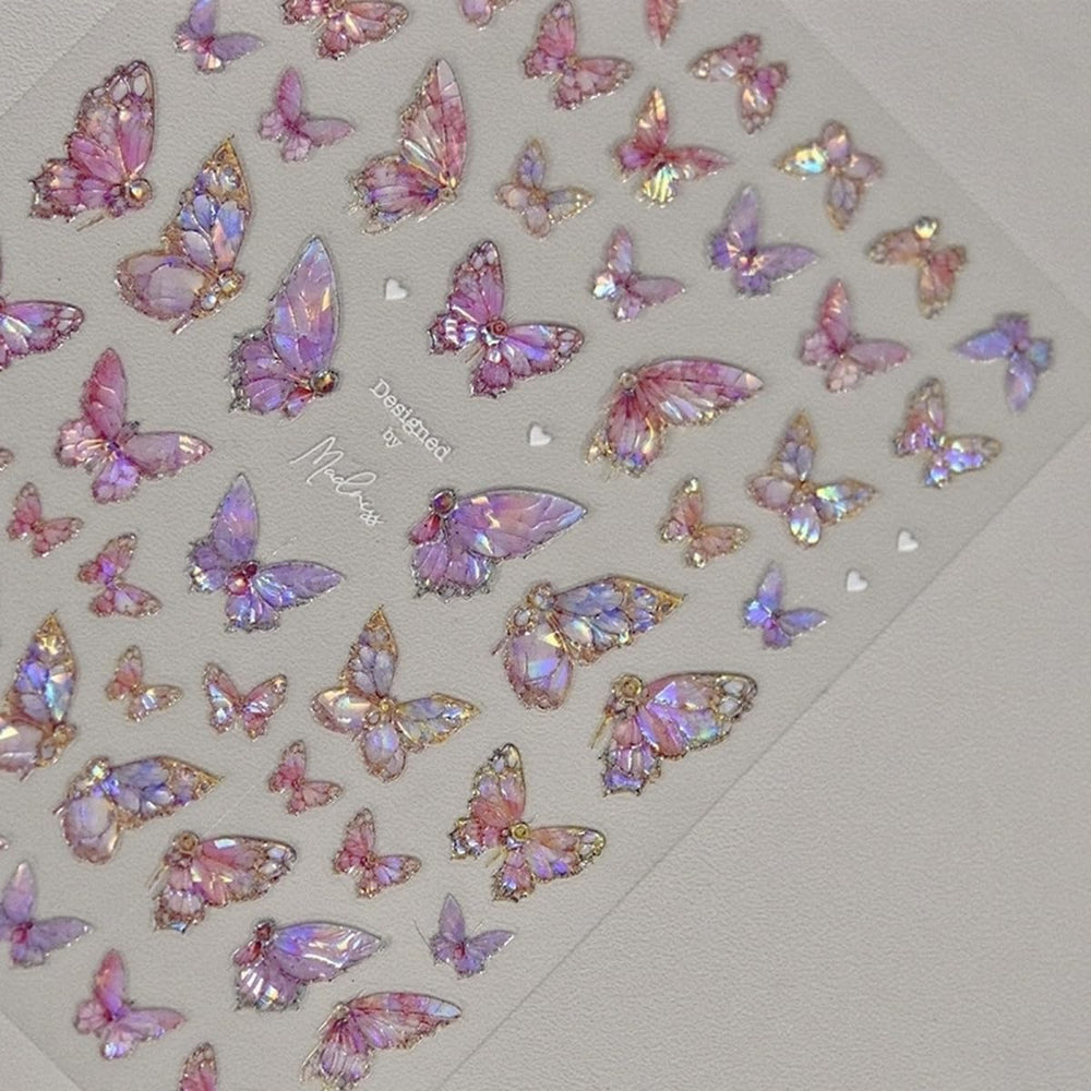 POWPOP front sheet showing colorful butterfly decals and letters for easy selection